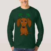 T-shirt Drôle Saint Patrick's Day Chien Dachshund Shamrock (Devant)