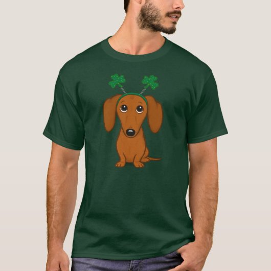T-shirt Drôle Saint Patrick's Day Chien Dachshund Shamrock (Devant)
