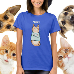 T-shirt Drôle Sarcastique Orange Chat Nope