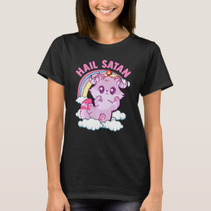 T-shirt Drôle Satanic Hail Satan Kitten mignon Rainbow Cat
