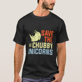 T-shirt Drôle Sauvez Le Chubby Unicorns Fat Rhino