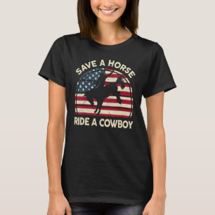T-shirt Drôle Sauvez Un Cheval Promenade Cowboy-Shirt Homm