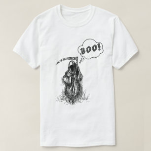 T-shirt Drôle Scary Éffrayant Grim Reaper avec Synthe Boo