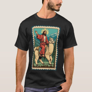T-shirt Drôle Seigneur Jésus équitation Alpaca Christ Prid