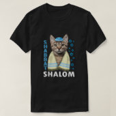 T-shirt Drôle Shalom Chat Shabbat Juif Cute Avec Kippah (Design devant)