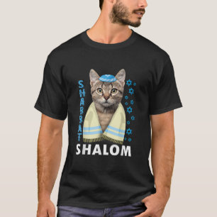 T-shirt Drôle Shalom Chat Shabbat Juif Cute Avec Kippah