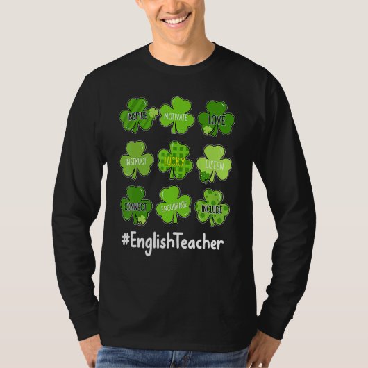 T-shirt Drôle Shamrock Enseigner Amour Anglais Enseignant (Devant)
