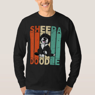 T-shirt Drôle Sheepadoodle Black Poodle Retro Doodle