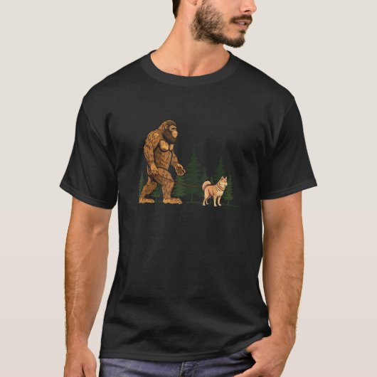 T-shirt Drôle Shiba Inu Bigfoot Chien Marche Chien Maman P (Devant)