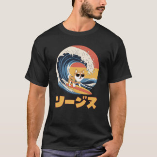 T-shirt Drôle Shiba Inu Japonais Kanagawa Wave Chien