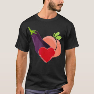 T-shirt Drôle Silly Grinder Emoji Love Peach Eggplant Hum