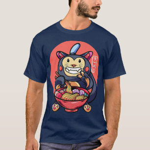 T-shirt Drôle Singe Manger Ramen mignon Monkey Ram Japonai