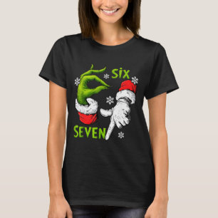T-shirt Drôle Six Sept 67 Mème 6 7 Elf de Noël Main Garçon