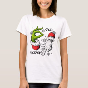 T-shirt Drôle Six Seven 67 Meme 6 7 Elf de Noël Main Garço