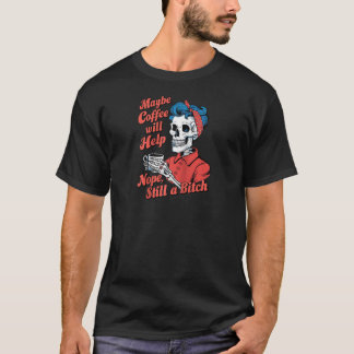 T-shirt Drôle Skeleton Amateur De Café Peut-Être Que Le Ca