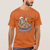 T-shirt Drôle Skeleton Halloween En Attente D'Hallowee (Devant)