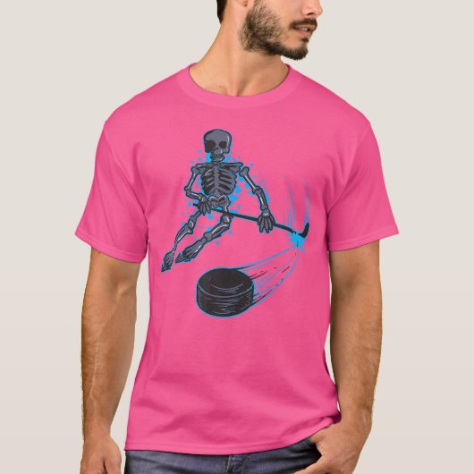T-shirt Drôle Skeleton Jouer Crâne Cool de hockey sur glac (Devant)