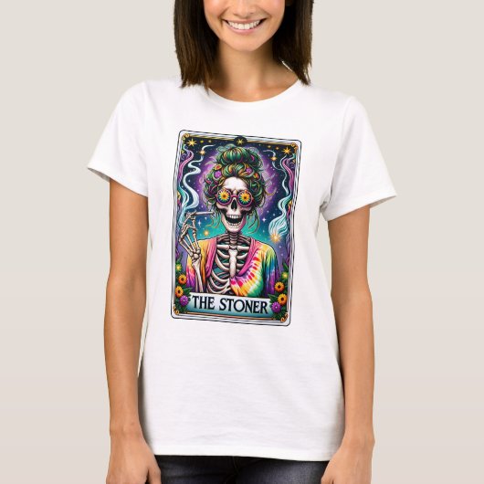 T-shirt Drôle Skeleton Le Tarot Stoner (Devant)