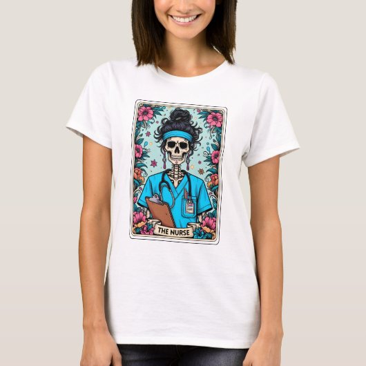 T-shirt Drôle Skeleton L'infirmière Tarot (Devant)