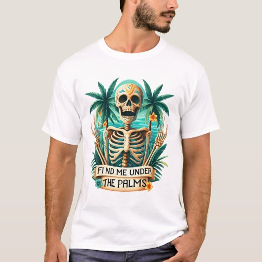 T-shirt Drôle Skeleton Summer Vibes (Devant)