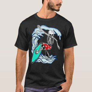 T-shirt Drôle Skeleton Surf Vague Surfer Halloween