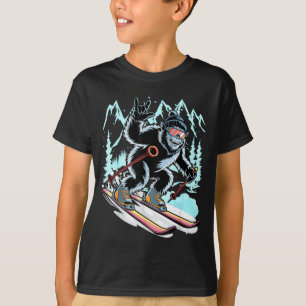 T-shirt Drôle ski bigfoot ski sport d'hiver snowboardeur