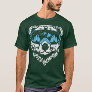 T-shirt Drôle Ski Jumping Sports d'hiver Ours Sunglass