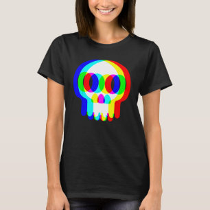 T-shirt Drôle Skull Trippy Vaporwave Halloween Techno Rave