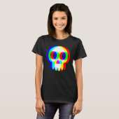 T-shirt Drôle Skull Trippy Vaporwave Halloween Techno Rave (Devant entier)