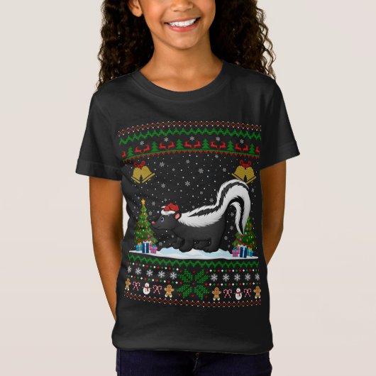 T-Shirt Drôle Skunks Xmas Cadeau Santa Hat Ugly Skunk Chri (Devant)