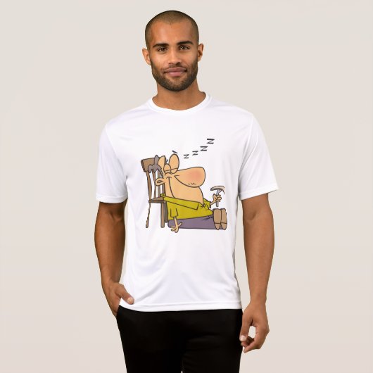 T-shirt Drôle Sleepy Man Napping avec Sandwich (Devant entier)