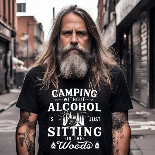 T-shirt Drôle slogan camper camping à boire des paroles