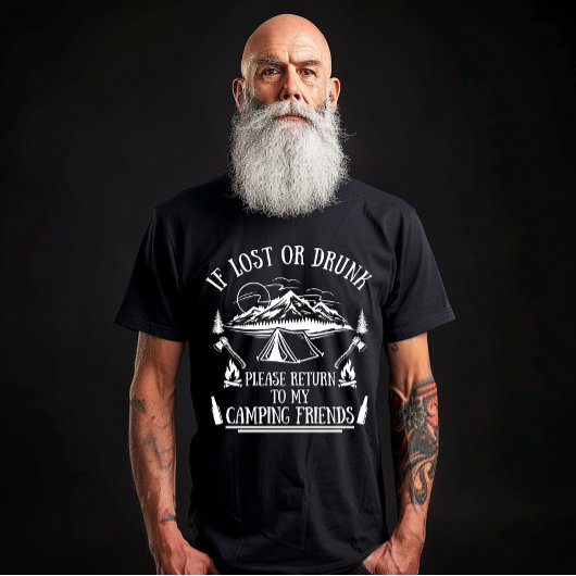 T-shirt Drôle slogan camper camping à boire des paroles