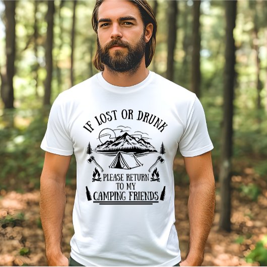 T-shirt Drôle slogan camper camping à boire des paroles