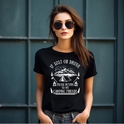 T-shirt Drôle slogan camper camping à boire des paroles