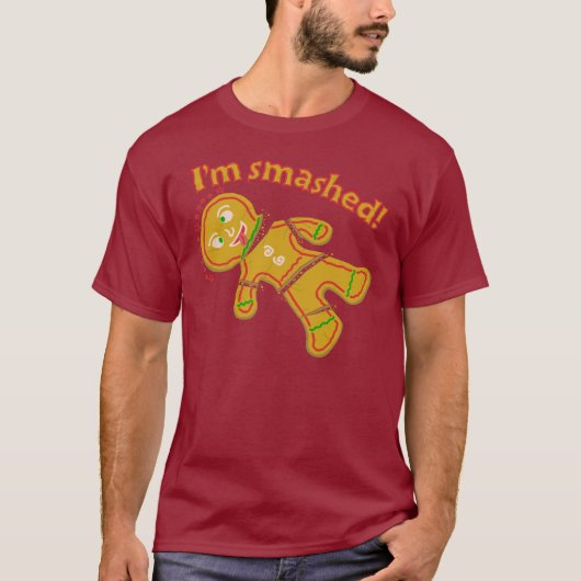 T-shirt Drôle Smashed Gingerbread Homme Noël (Devant)