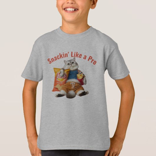 T-shirt Drôle Snackin De Chat Comme Un Pro (Devant)