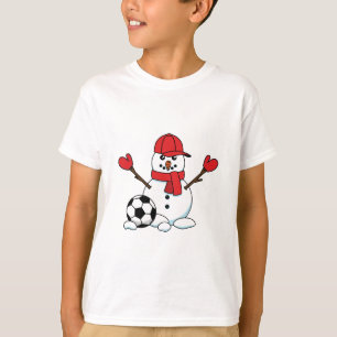 T-shirt Drôle Snowman avec balle de football