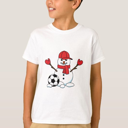 T-shirt Drôle Snowman avec balle de football (Devant)