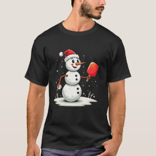 T-shirt Drôle Snowman Santa Hat Pickleball Joueur Christma