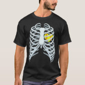 T-shirt Drôle Softball Skeleton Rib Cage Halloween Costume (Devant)