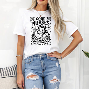 T-shirt Drôle Squelette Bon Infirmier Dire Mauvais Mots In