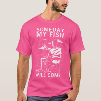 T-shirt Drôle Squelette Pêcher Un Jour Mon Poisson Viendra