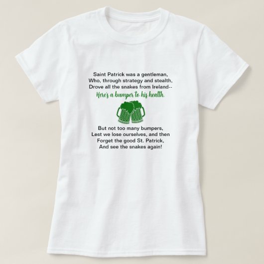 T-shirt Drôle St. Patrick's Day Bière Boire (Design devant)