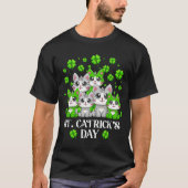 T-shirt Drôle St Patrick's Day Joyeux St Cat Tricks Day (Devant)