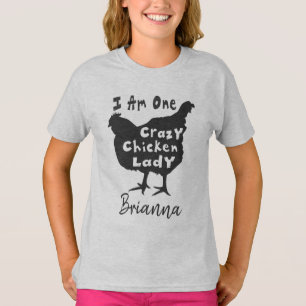 T-shirt Drôle Super Mignonne Femme au Poulet Fou Personnal