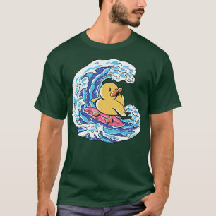 T-shirt Drôle Surfing Rubber Ducky Great Wave Japonais Ill