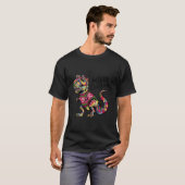 T-shirt Drôle T rex Dinosaur dans un pull de Noël moche (Devant entier)