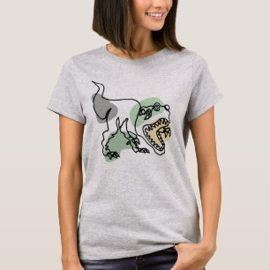 T-shirt Drôle T-rex Dinosaur Line Art avec couleur