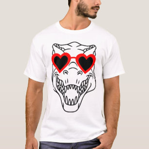 T-shirt Drôle T Rex Dinosaur Lunettes de soleil Coeur Heur